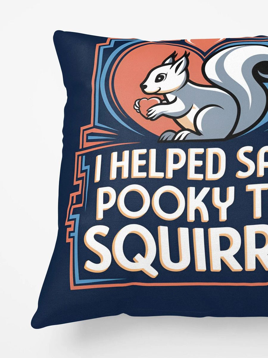 Comfy Pillow: I helped save Pooky the Squirrel. Navy with stylized geometric border product image (6)