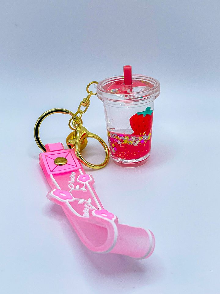 Strawberry Milk Tea Keychain / Bag Clip product image (2)
