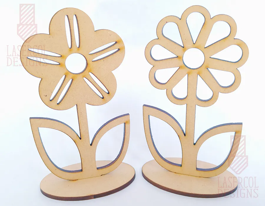 Flowers - Set 3 - (Two Sizes, Five Styles)- Laser Cut Files product image (8)