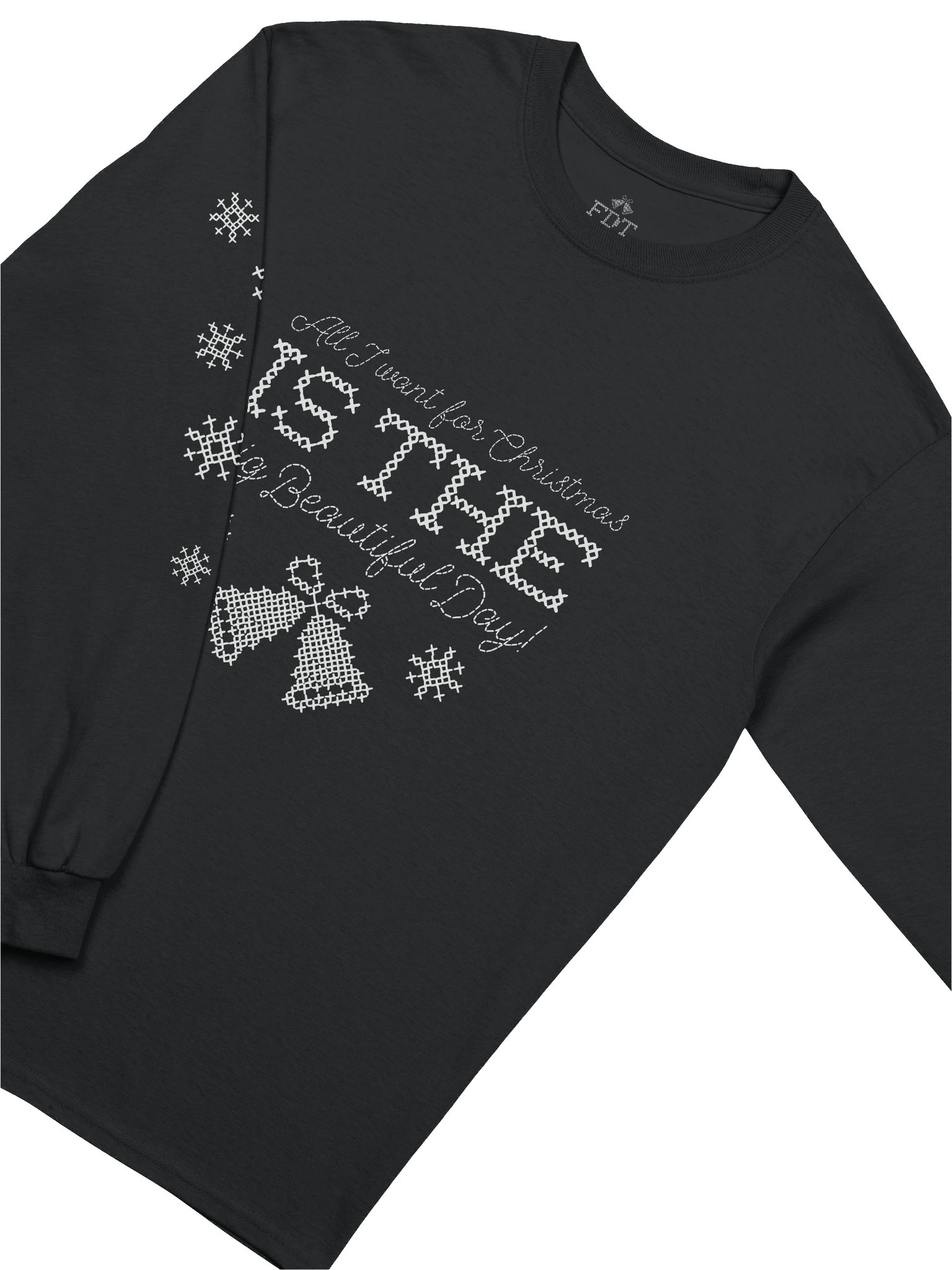 All I Want For Christmas Cross-Stitch Long Sleeve Tee product image (3)