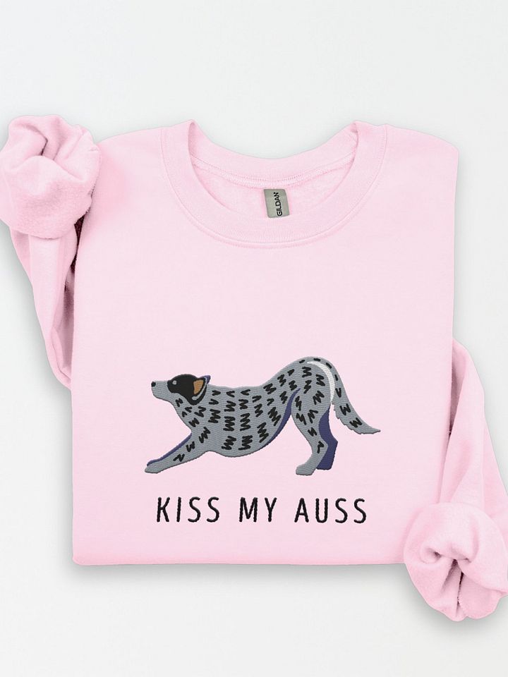 Kiss My Auss Sweatshirt (Embroidered) of an Australian Cattle Dog(Blue Heeler 2) product image (1)