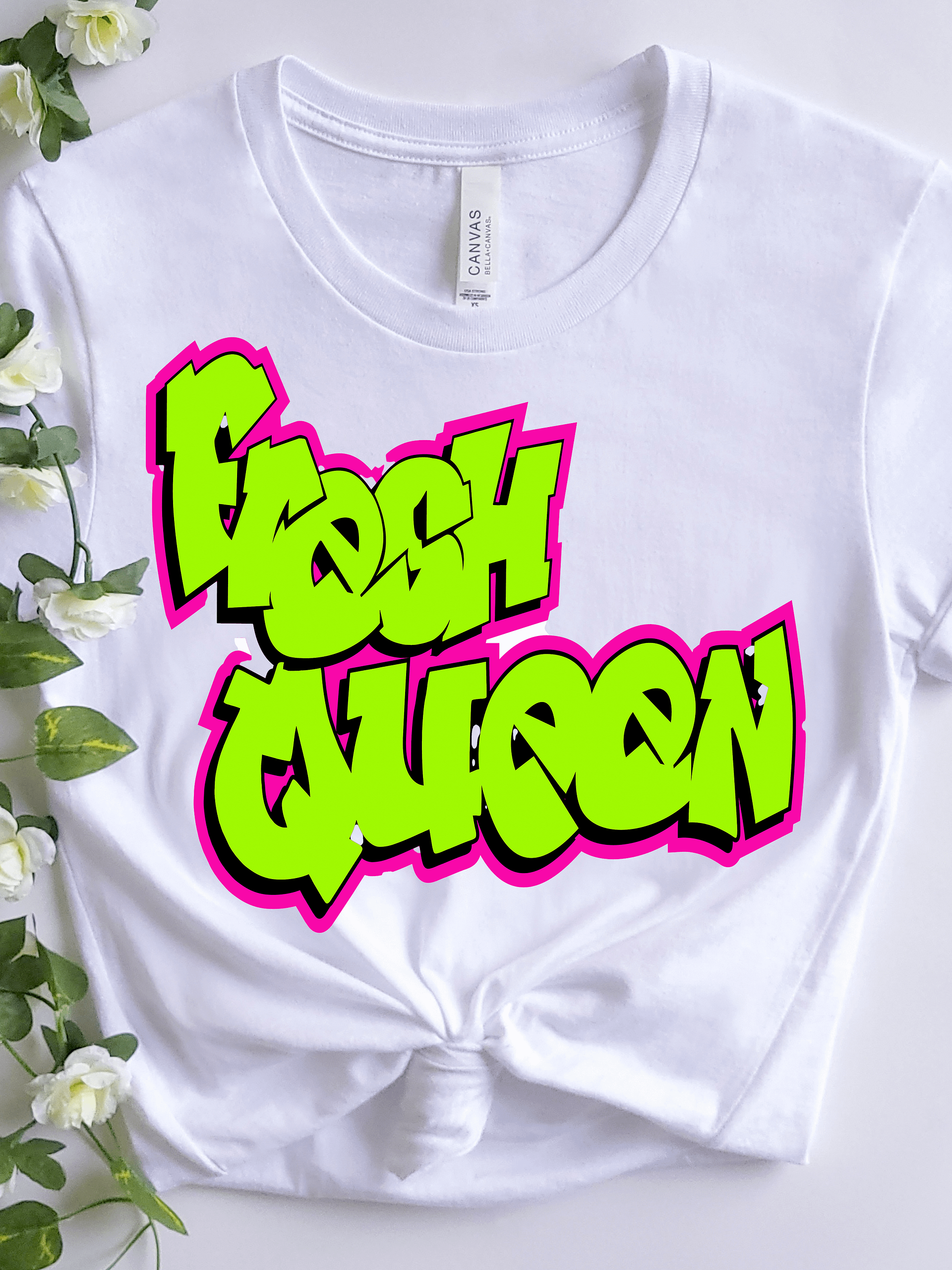 Fresh Queen Vibes: White Bella Canvas Sublimation Perfection product image (1)