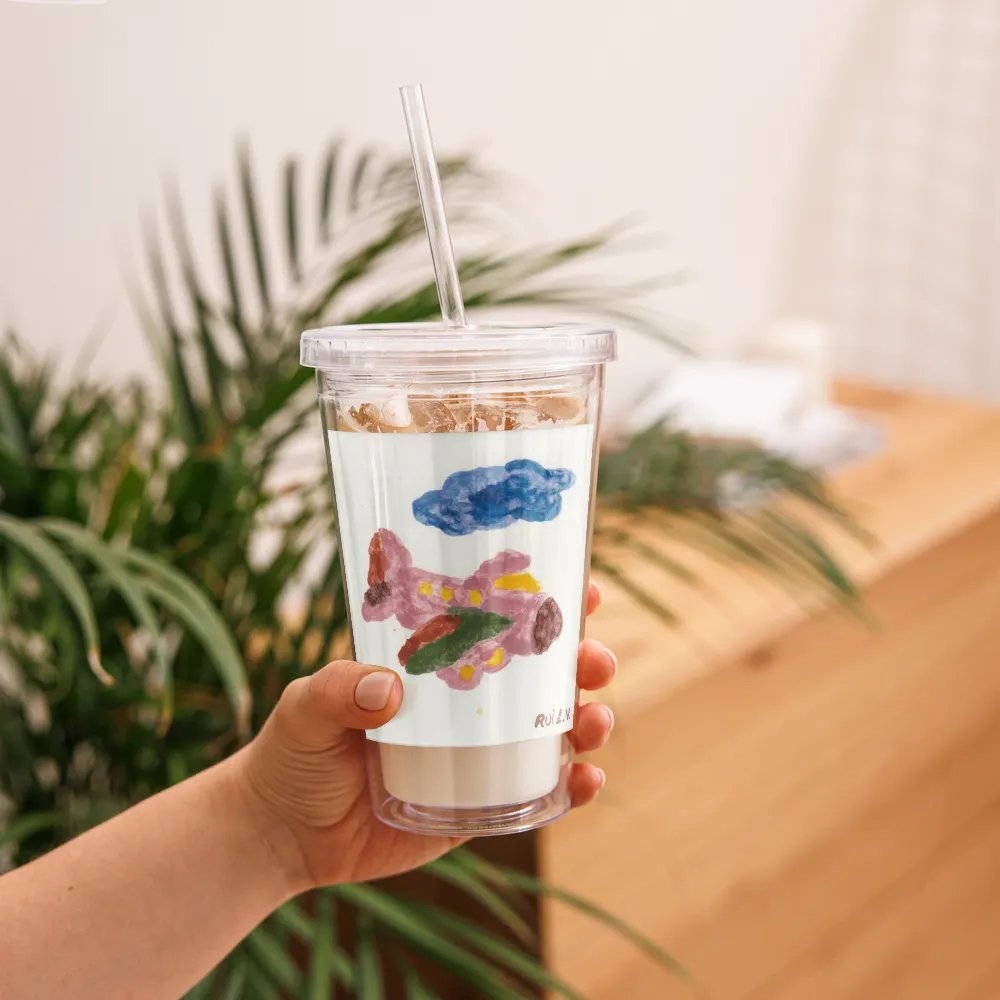 Kid Airplane (Double Wall Clear Plastic Tumbler 16 oz) product image (11)