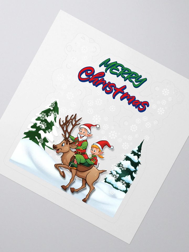 Santa Elves Riding A Reindeer Sticker product image (2)