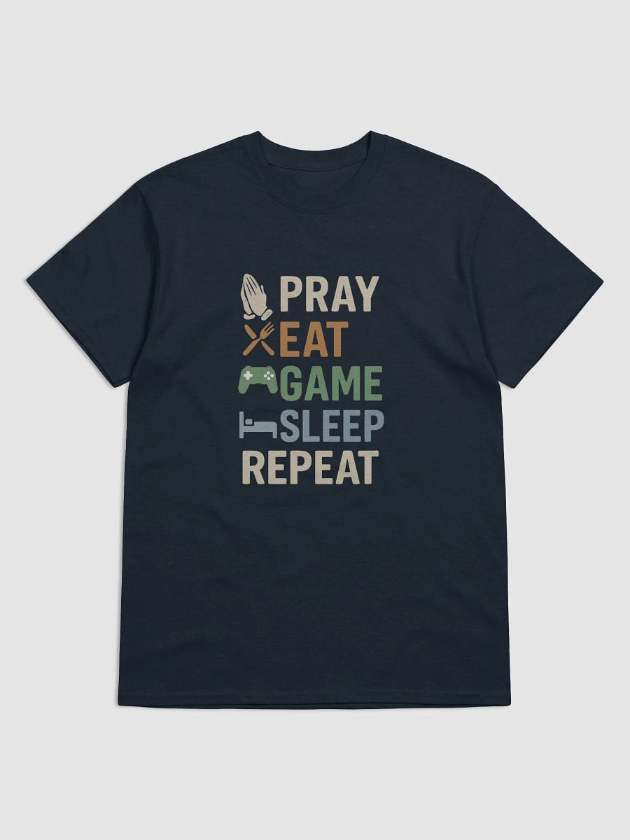 Pray Eat Game Sleep Repeat Tee – Faith & Gamer Life T-Shirt product image (9)