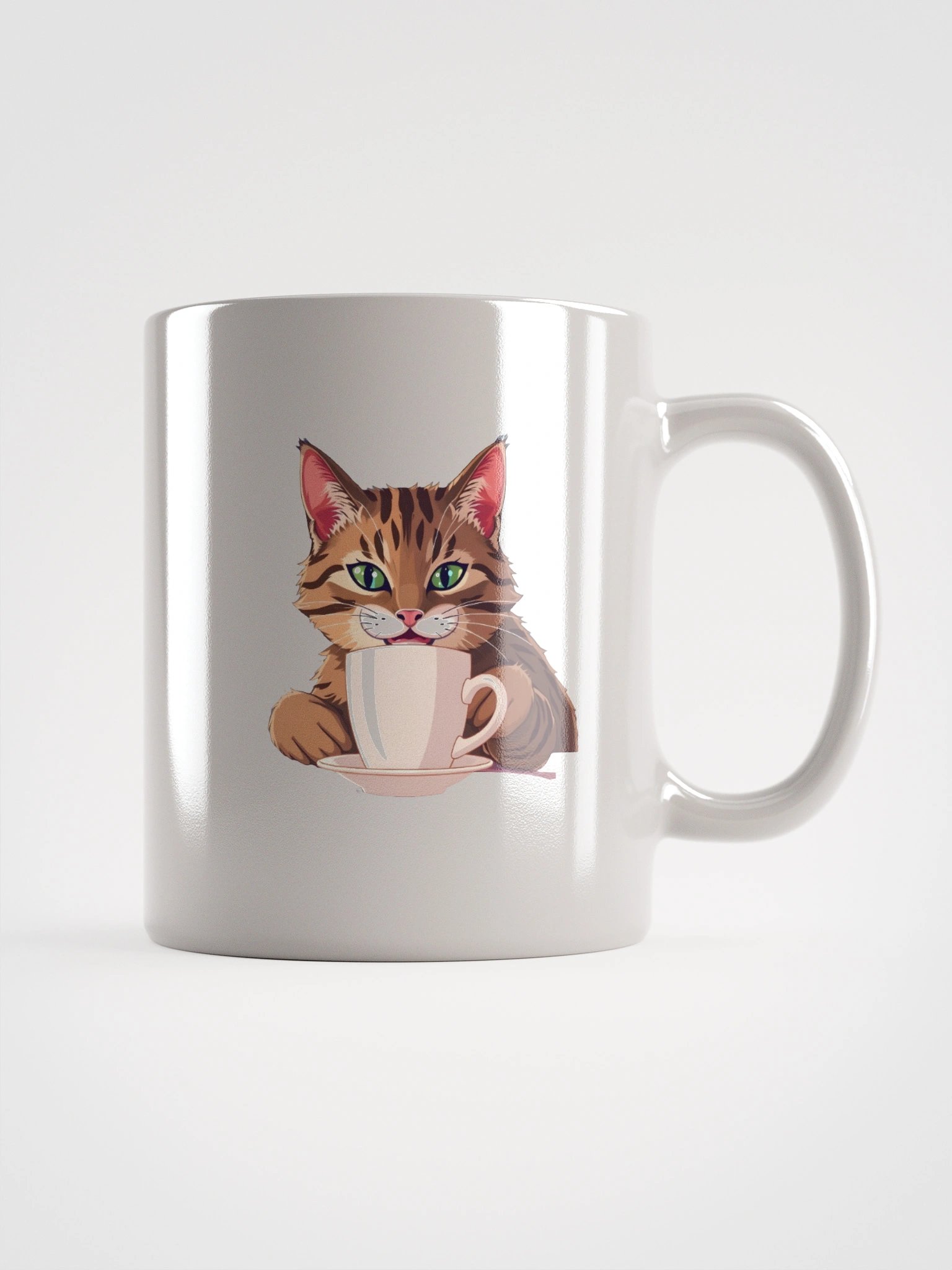 White Glossy Mug-Caffeine Cat product image (5)