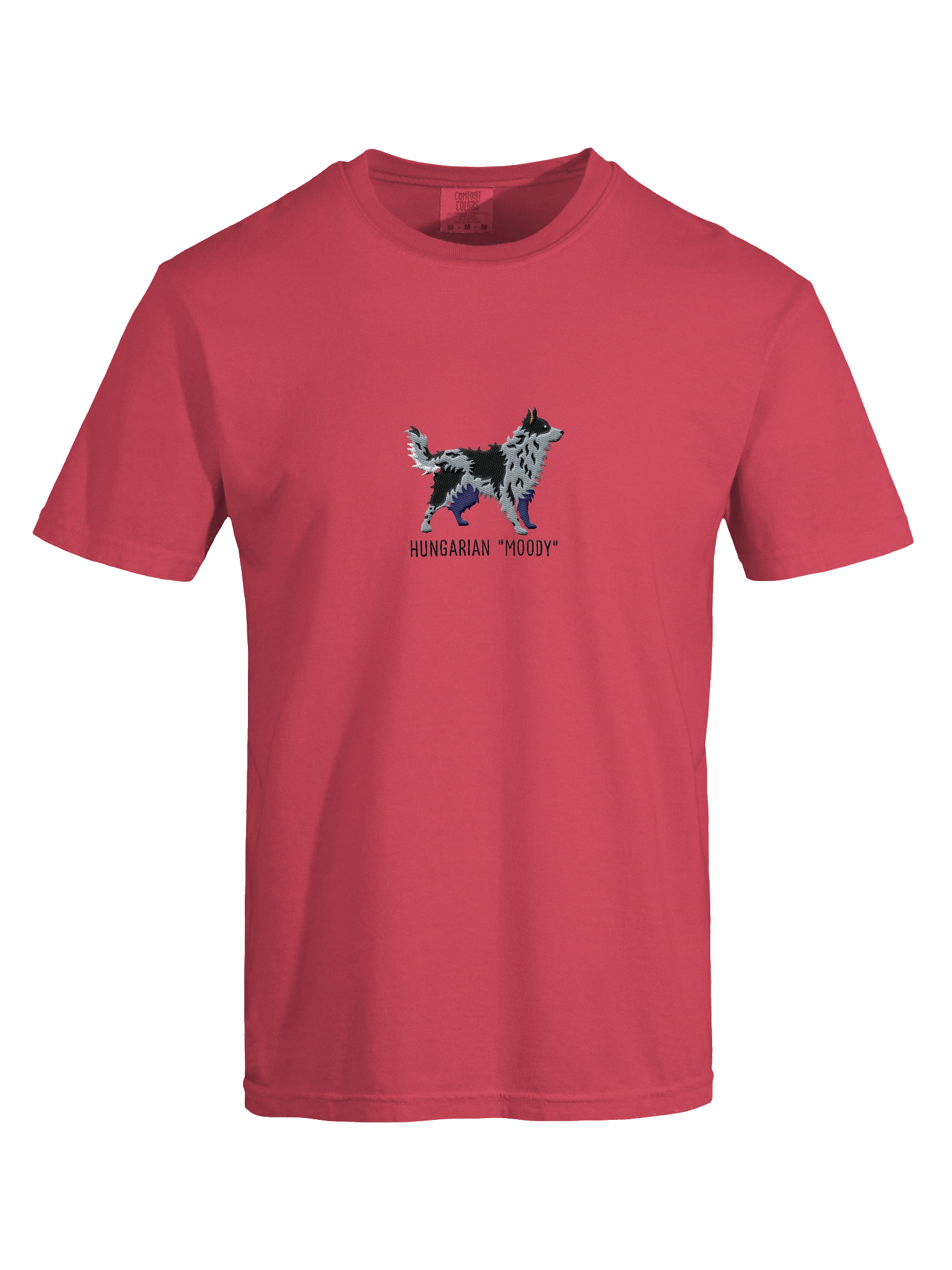 Hungarian Moody T-Shirt(Embroidered) of a Hungarian Mudi(Blue Merle) product image (39)