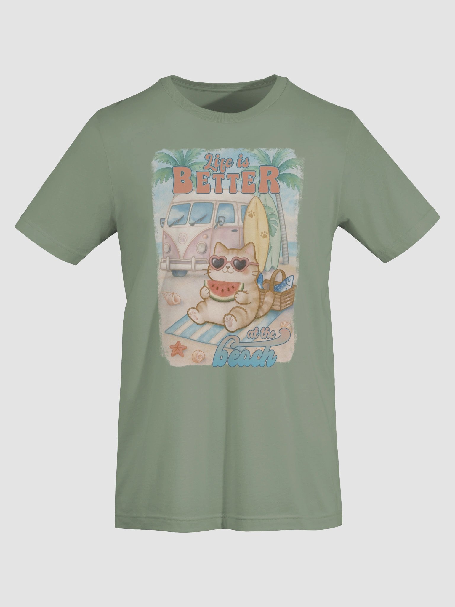 Summer Surf Cat -Unisex Tee Lightweight product image (10)