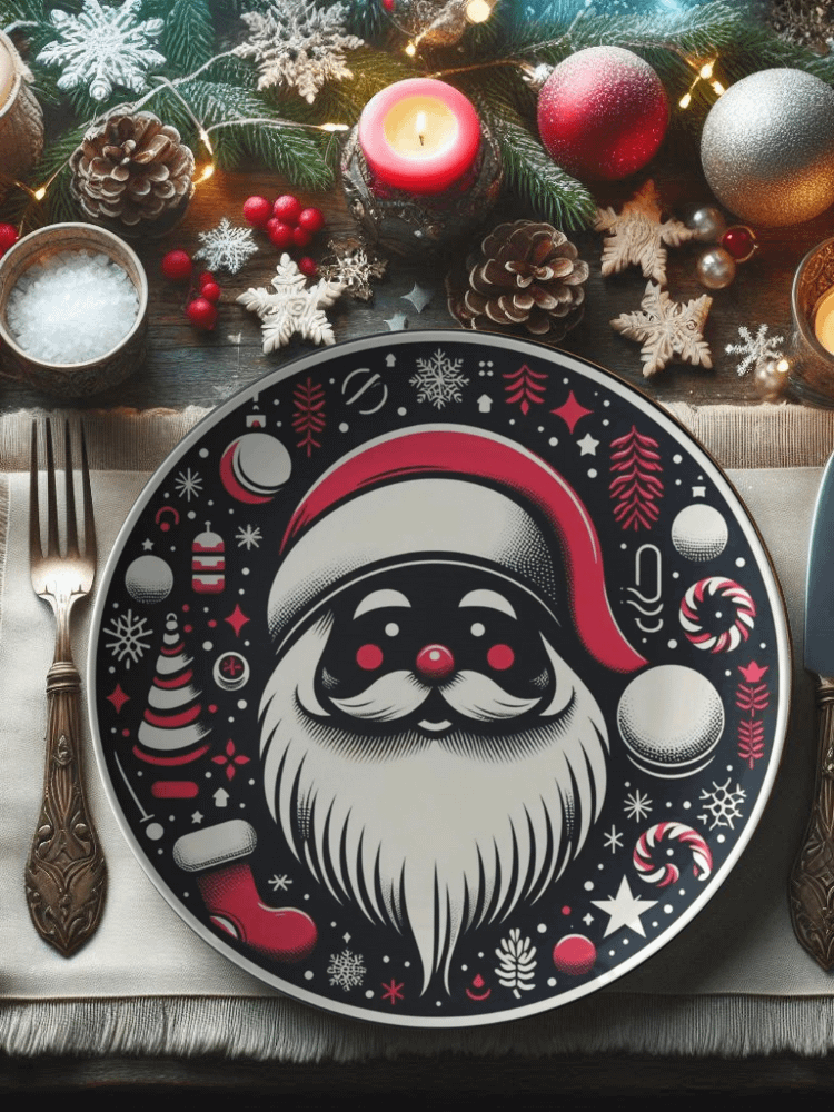 Christmas Plate Santa Claus on Black product image (2)
