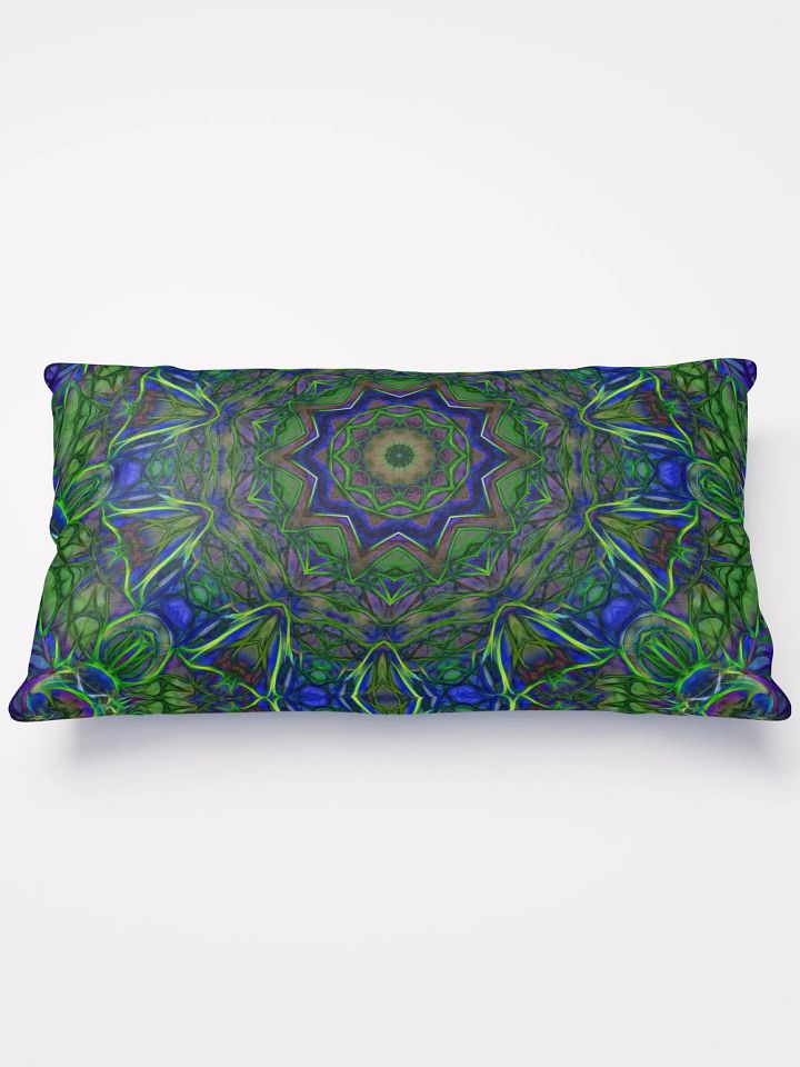Blue Green Ribbon Kaleidoscope Throw Pillow product image (2)