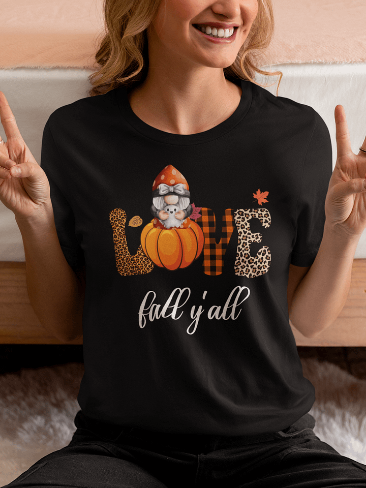 Halloween Gnome and Ghost Love Fall Y'all Tee product image (1)