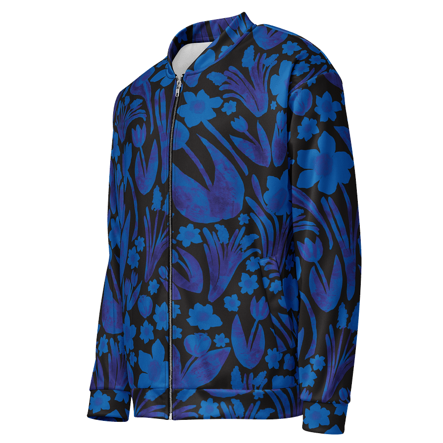 Spring Garden, Royal Blue on Black | Unisex Bomber Jacket | Monique Faella Designs™ product image (3)