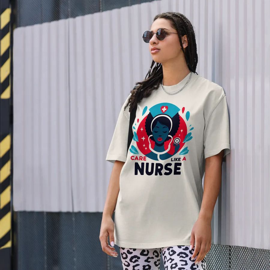 Nurse's Care Stylized Illustration Oversized T-Shirt product image (36)