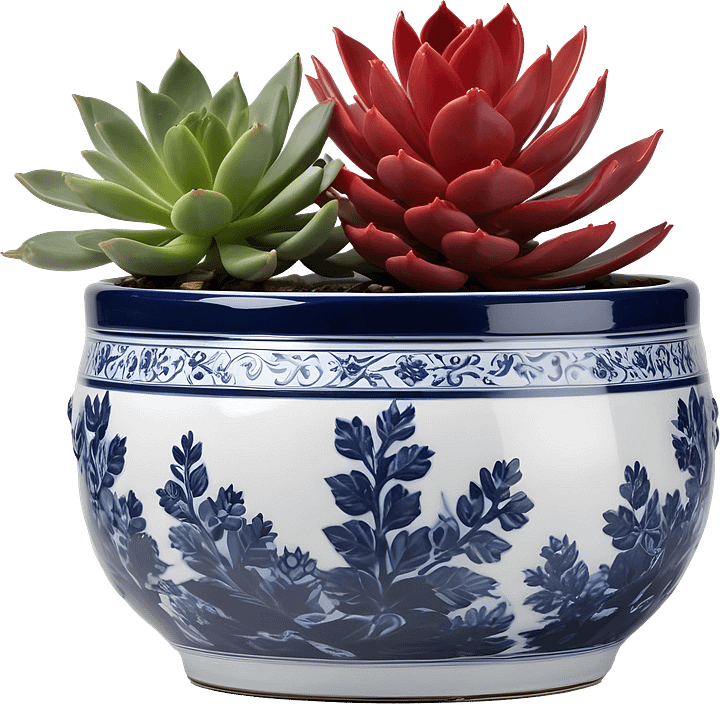 Chinese New Year – Porcelain Pot with Chinese Blue and White Design PNG product image (1)