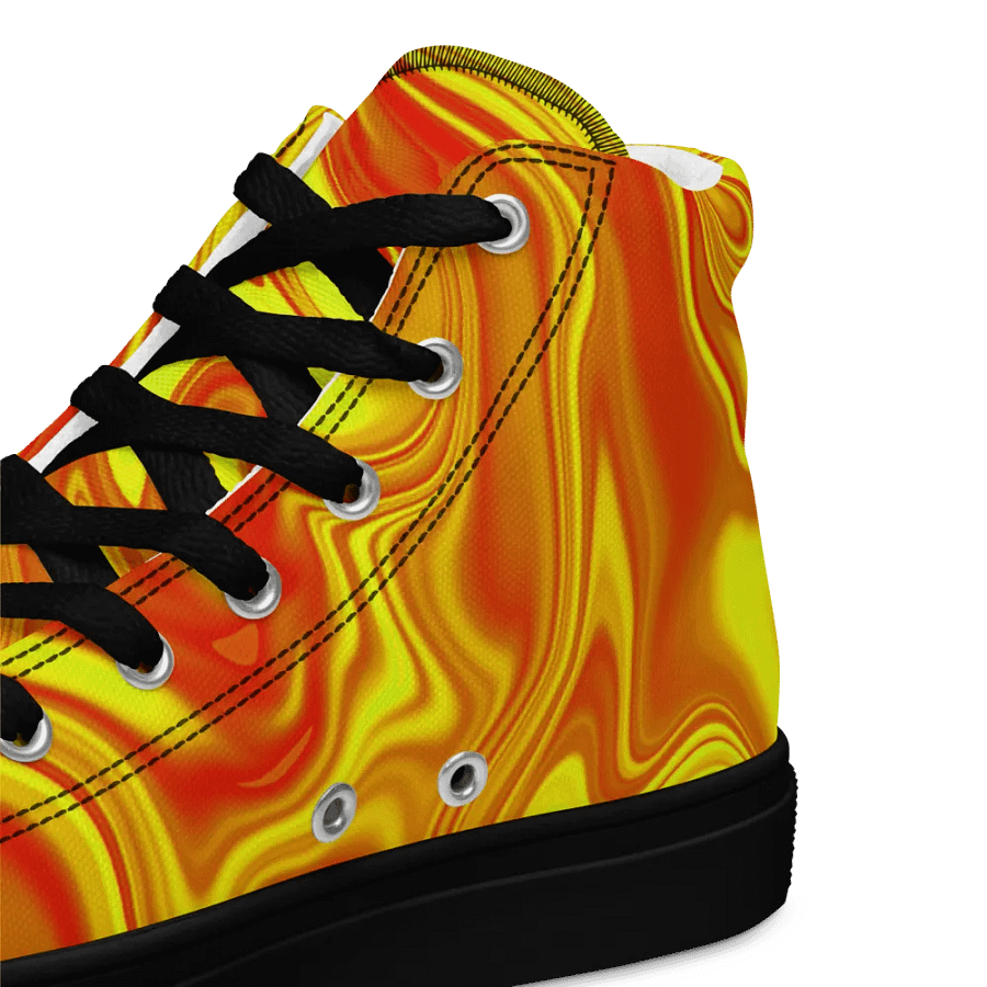 Women's High Top Canvas Shoes - Yellow and Red Digital Fluid Art product image (10)