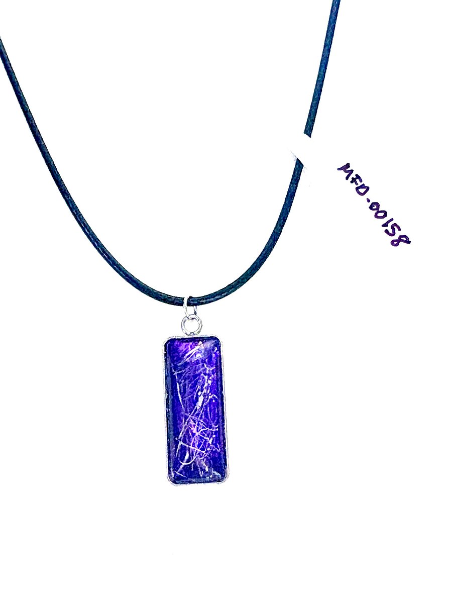 Electric Tide Pendant Necklace | Purple & Silver | Rectangle Cabochon | Monique Faella Designs™ | MFD-00158 product image (4)