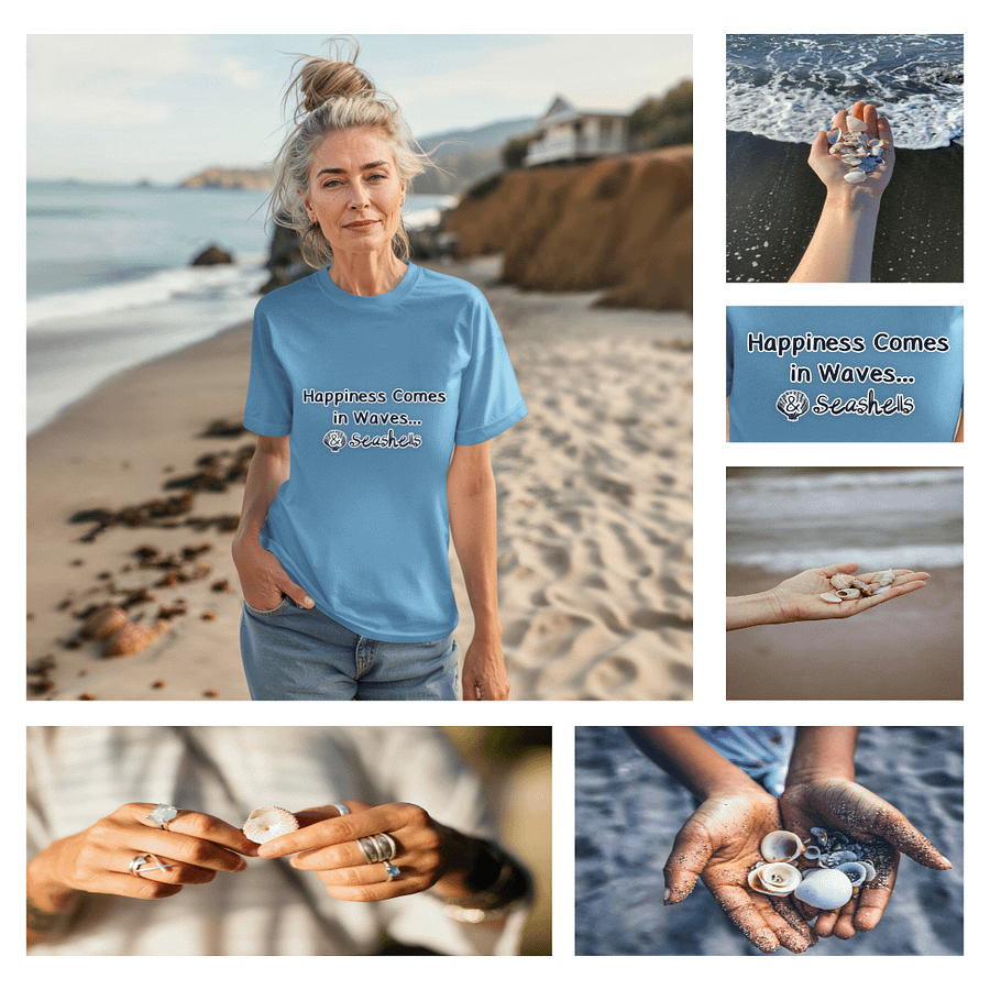 🌊 Happiness Comes in Waves...& Seashells | Coastal Beachcomber Tee | Monique Faella Designs™ product image (132)