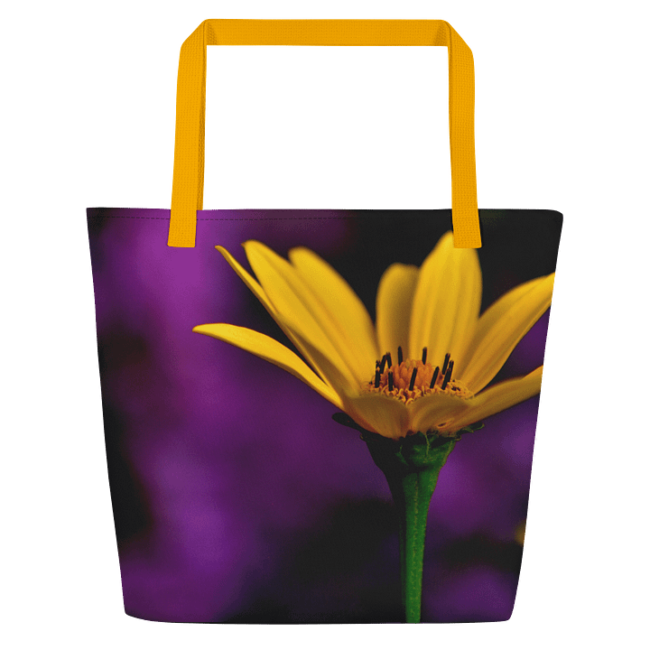 Große Tragetasche - Leuchtend gelbe Blüte mit violettem Hintergrund product image (2)