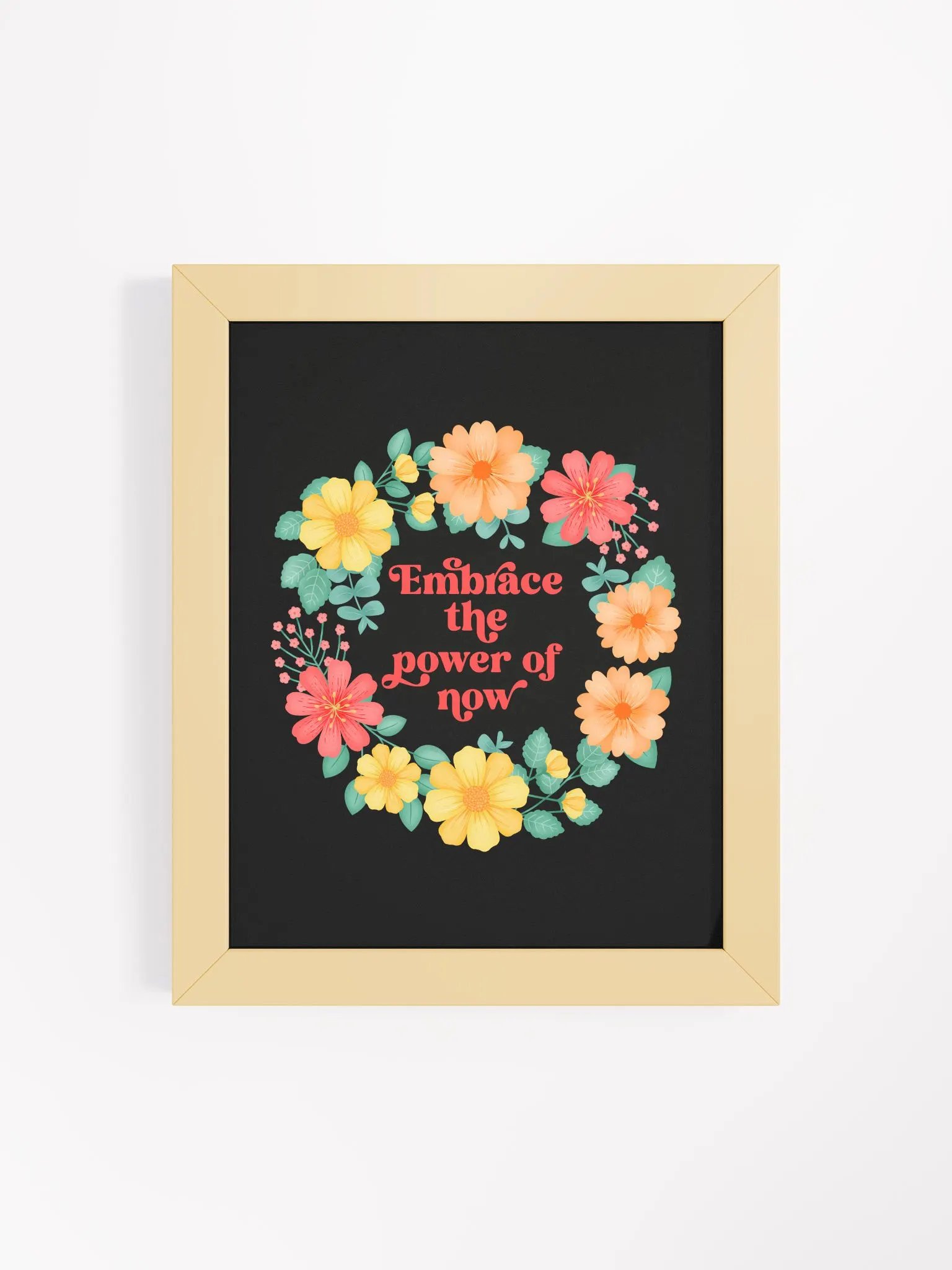 Embrace the power of now - Motivational Wall Art Black product image (1)