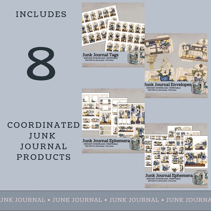 Blueberry Lemon Hibiscus - Junk Journal Bundle V9 product image (3)