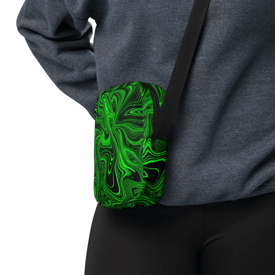 Utility Crossbody Bag - Green and Black Fluid Swirls product image (4)