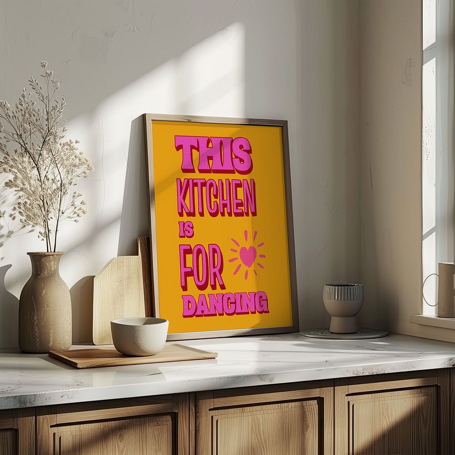 THIS KITCHEN IS FOR DANCING Retro Typography Art Print product image (4)
