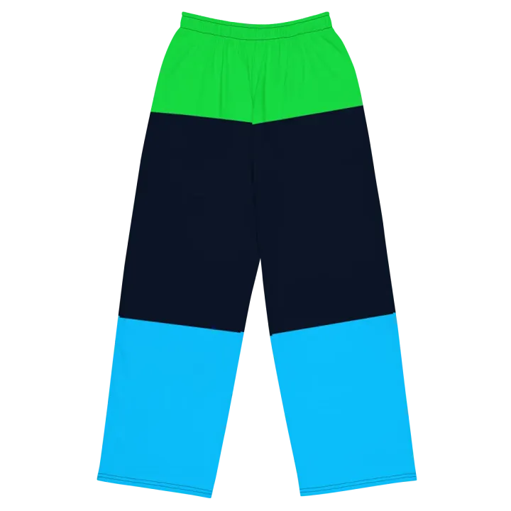 Green Blue Block Unisex Wide Pants product image (1)