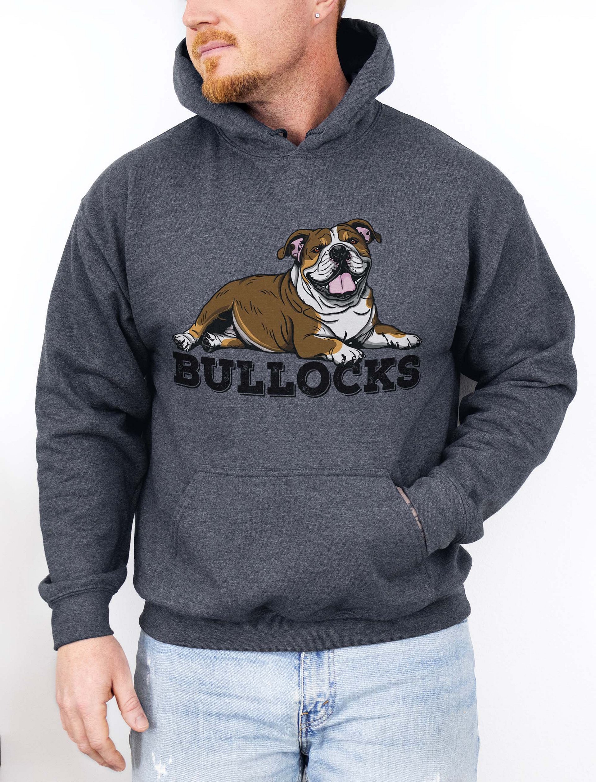 Bullocks Hooded Sweatshirt of an English Bulldog(Tricolor) | Funny Hoodie for Bulldog Owners product image (1)