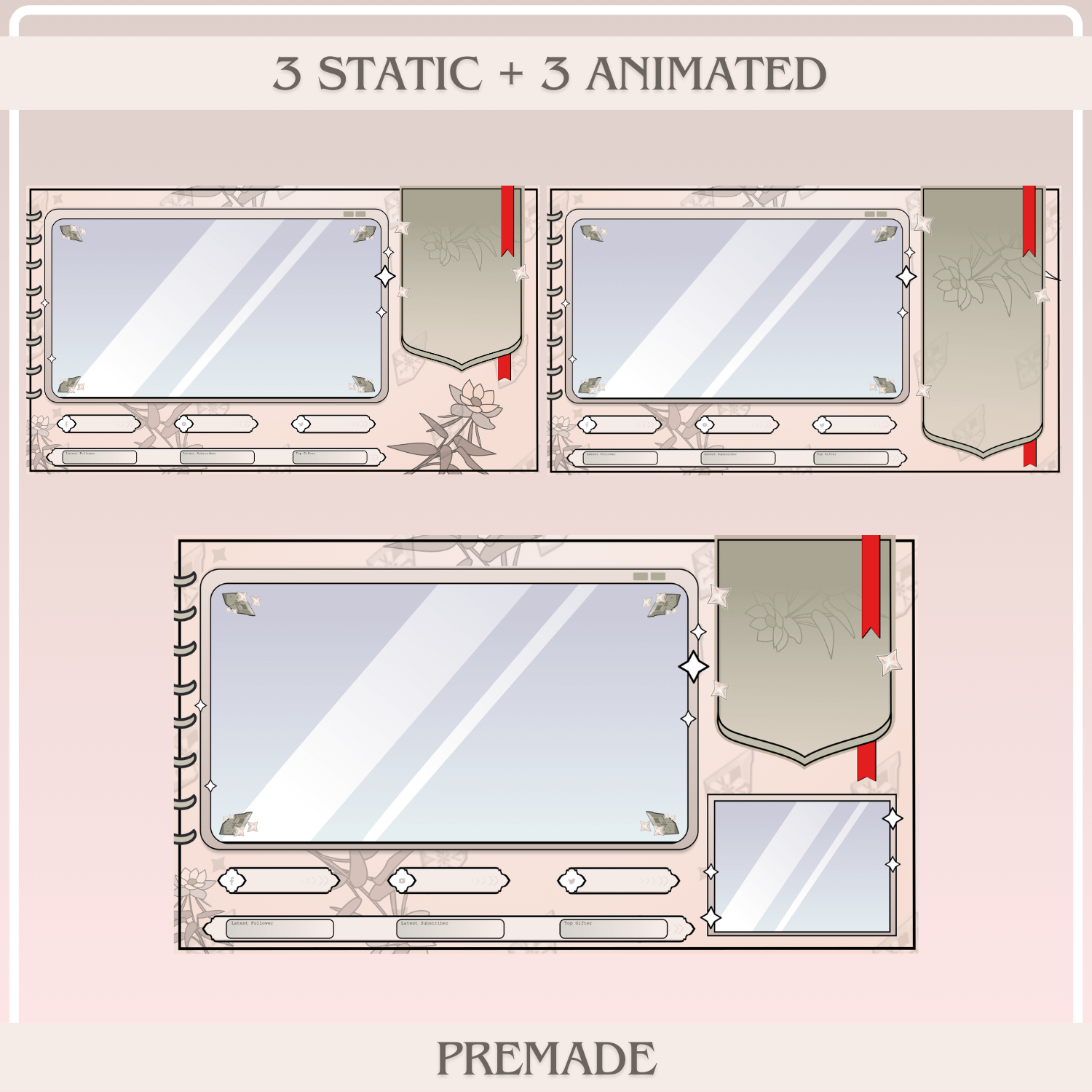 ANIME Twitch OVERLAY Pack Kazuha, Genshin Impact stream overlay, Anime stream pack, Stream overlay pack, Animated twitch overlay product image (3)
