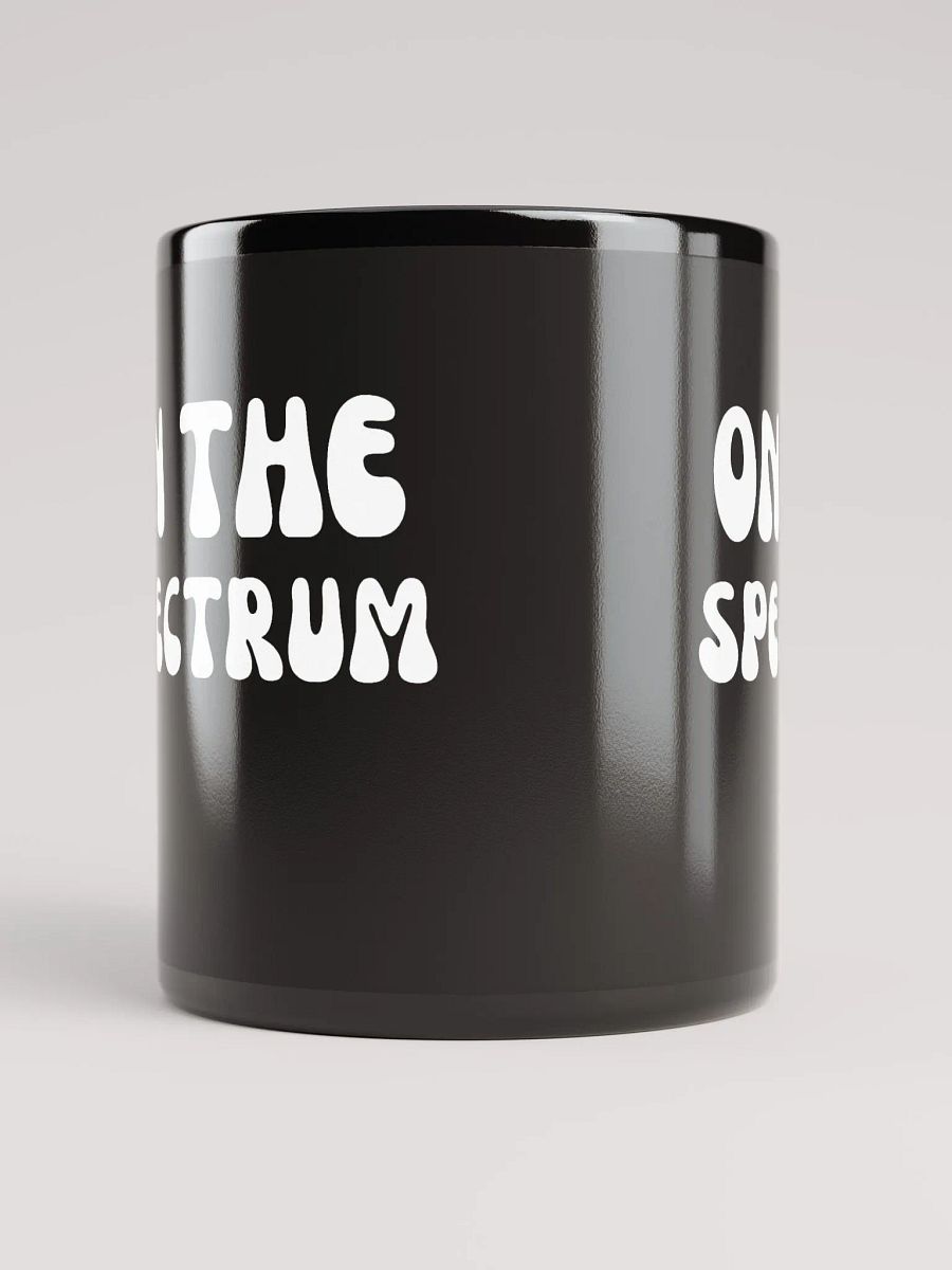 ON THE SPECTRUM (groovy white) glossy black mug product image (9)