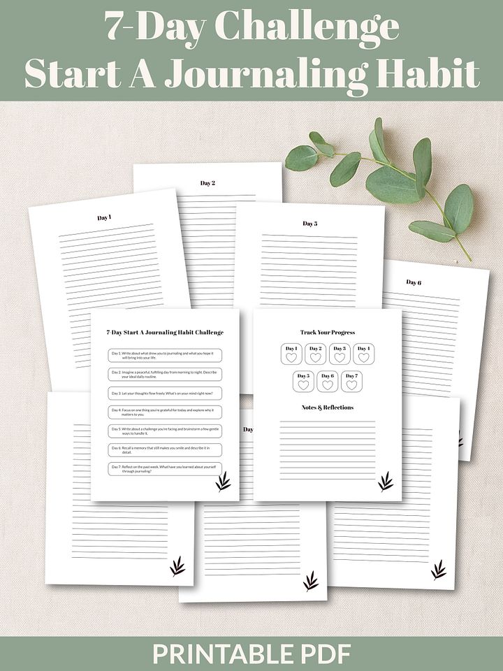 7-Day Start A Journaling Habit Challenge Printable product image (1)