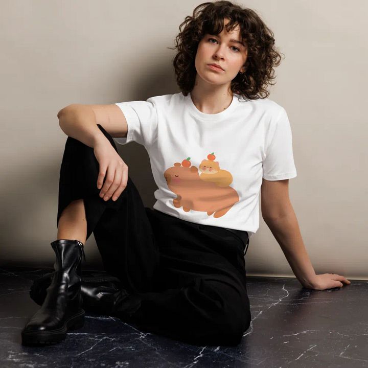 Capybara and Orange Cat Premium Unisex T-Shirt product image (2)