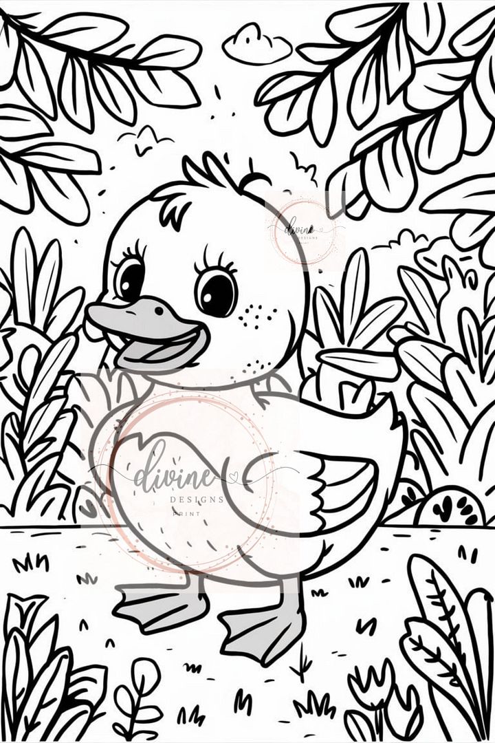 Cute Duckling coloring page 1 product image (1)