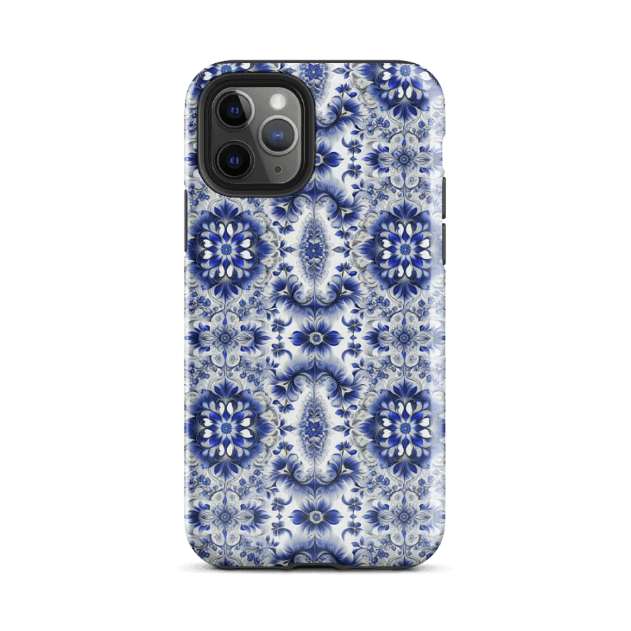 Tough Phone Case for iPhone® - Intricate Blue and White Floral Design product image (2)