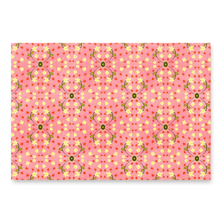 Hearts and Flowers Pink Wrapping Paper product image (2)