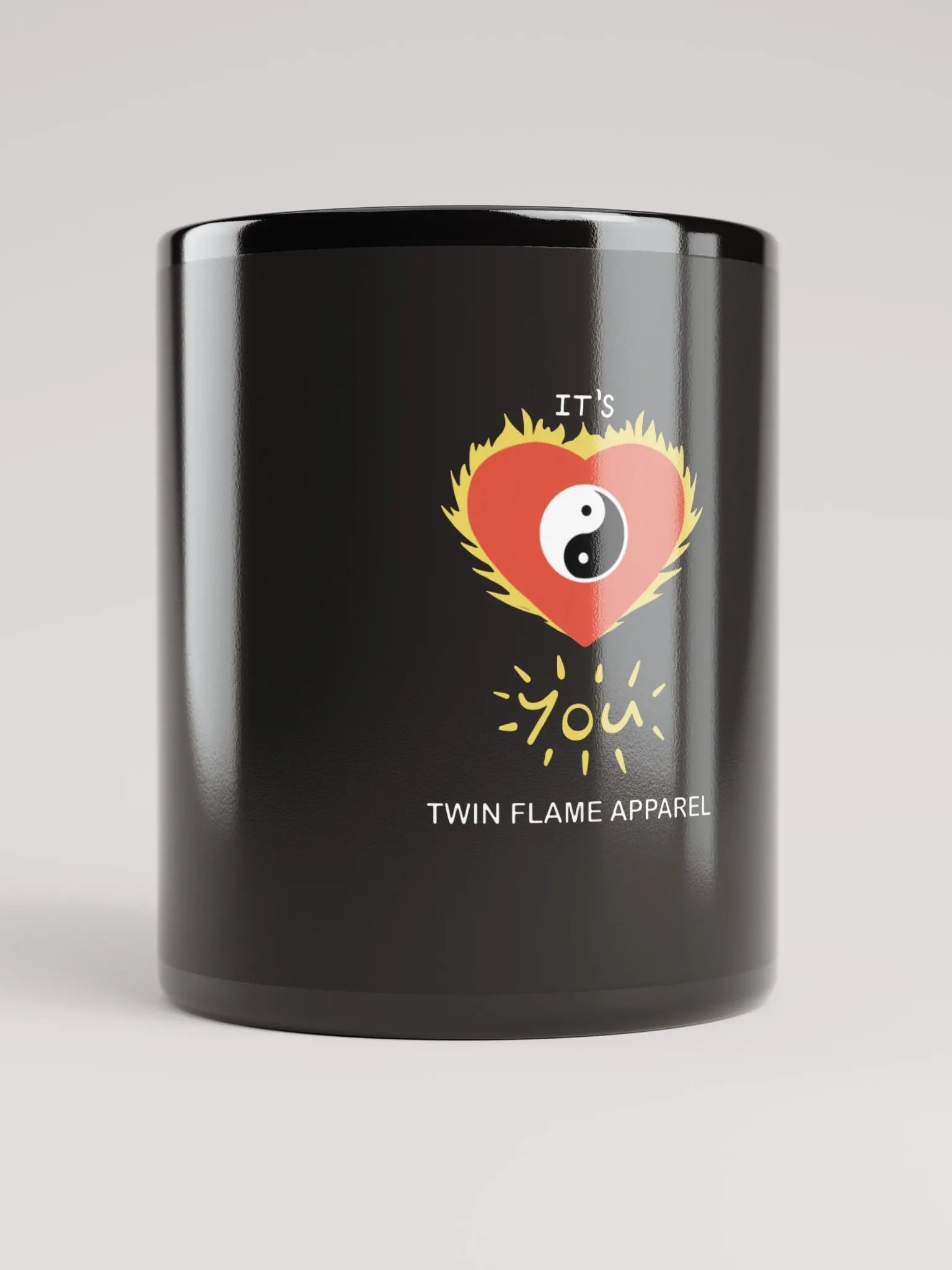 'Heart Fire' Black Glossy Mug product image (5)