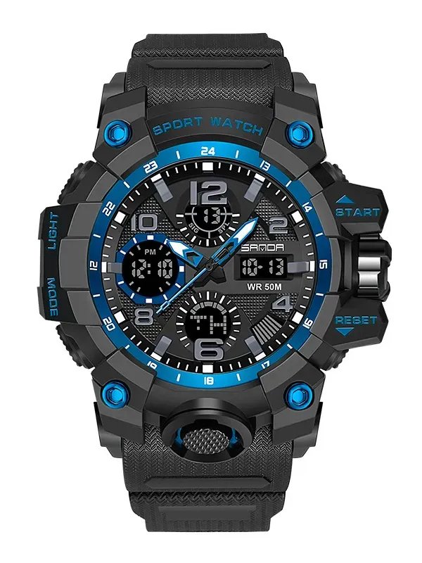 Men Dual Display Quartz Sports Watches Multi-Function Waterproof Male Stopwatch Wristwatch product image (5)