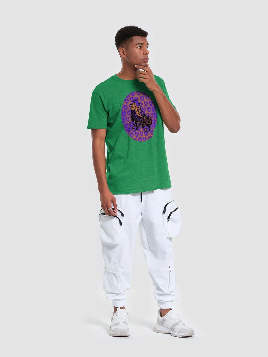 Evie Skates T-shirt with purple logo and green shirt product image (5)