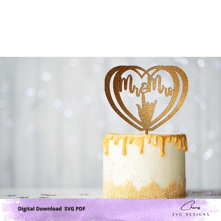 Mr and Mrs I Love You in ASL Cake Topper product image (1)