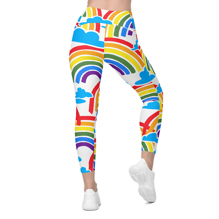 Whimsical Rainbow Crossover Leggings with Pockets product image (2)