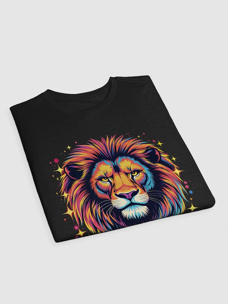 Bold Neon Lion Graphic Tee - Supersoft Slim Fit Cotton Shirt - Futuristic Glow Shirt product image (3)