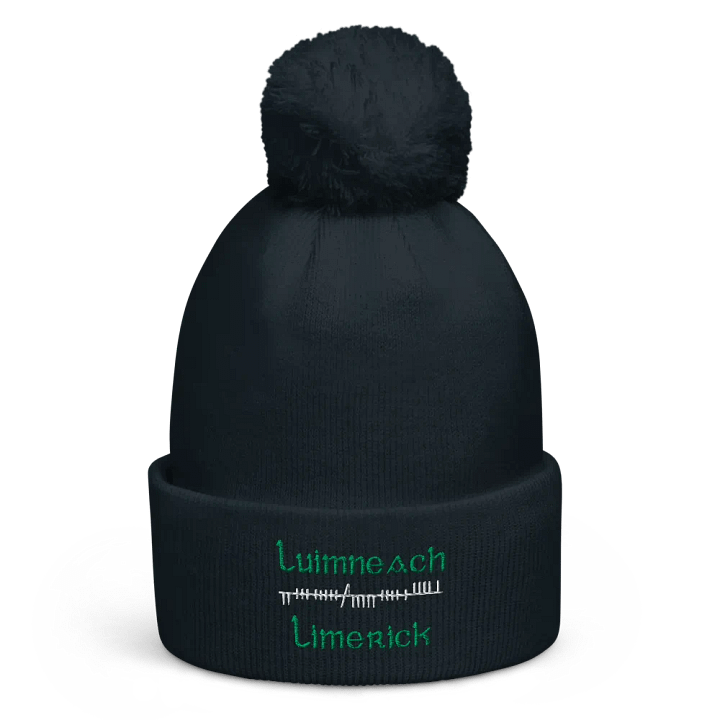 Limerick/Luimneach Orthodox style Ogham embroidered Pom-Pom Beanie product image (1)