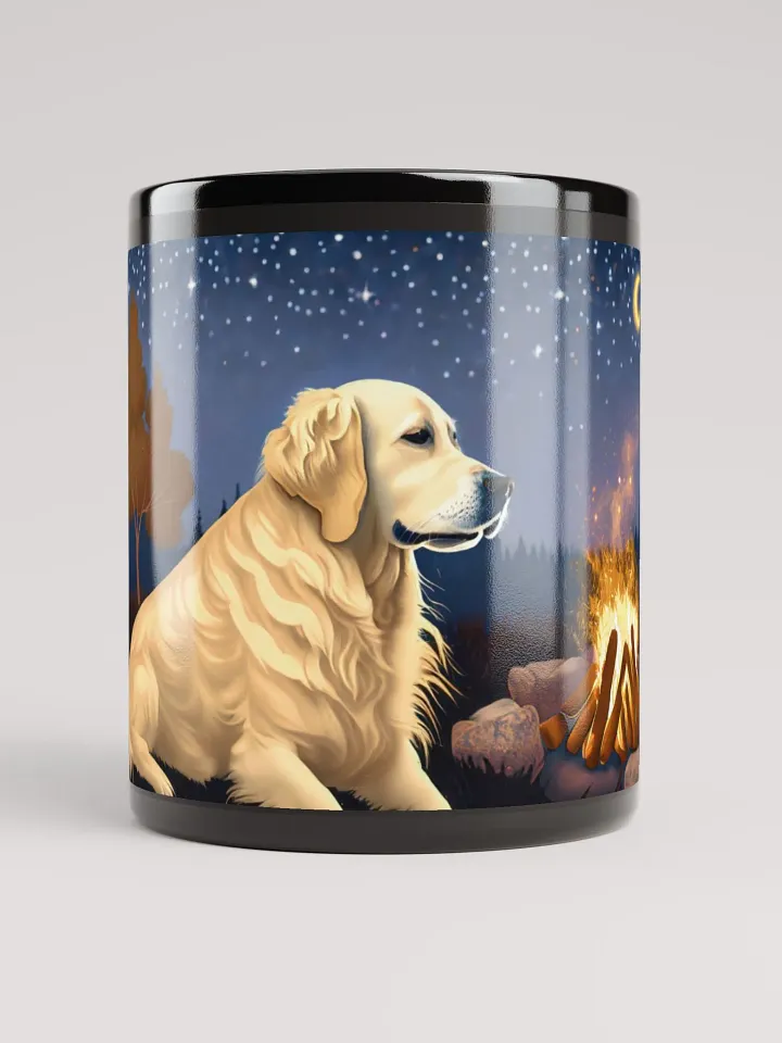Campfire Buddy: Black Glossy Mug for Dog Lovers and Outdoor Enthusiasts product image (1)