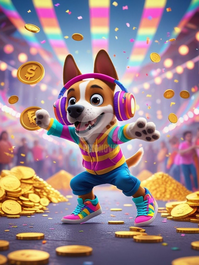 Pixel Party Parade – Track 3: Coin Carnival (Dog Mascot Edition) | 1120x1120 px | 4 Variations | PNG + PDF product image (3)