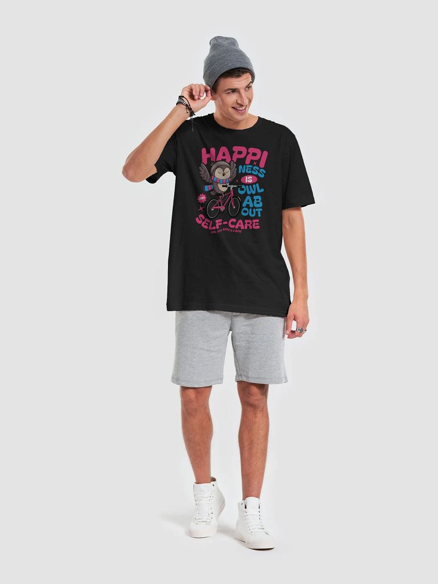 Happiness Is Owl About Self-Care Graphic T-Shirt – Cute Owl Bike Design product image (66)