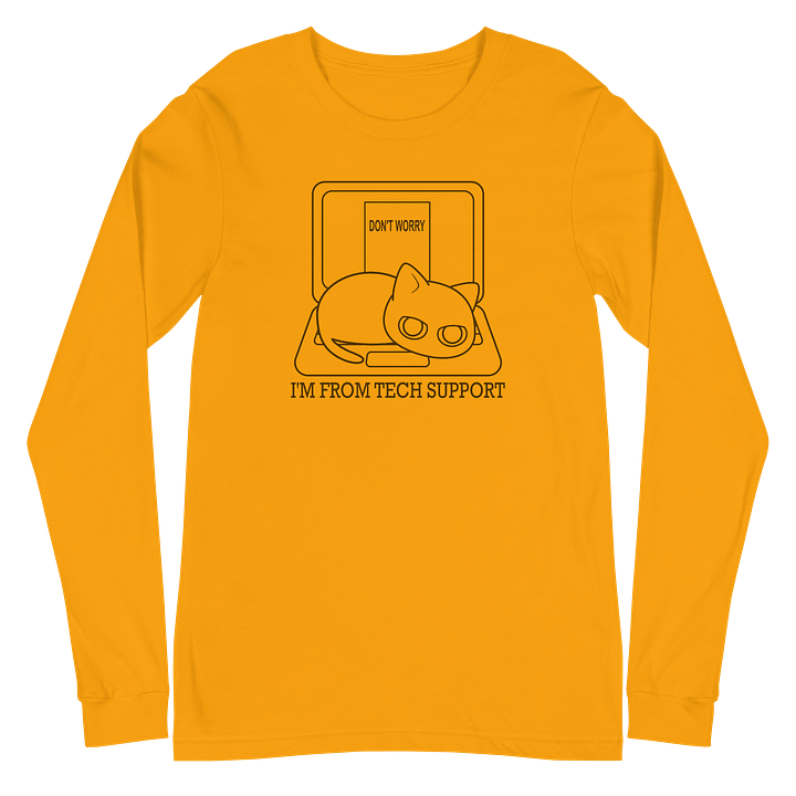 Cat on laptop Unisex Long Sleeve Tee, Black Print product image (2)