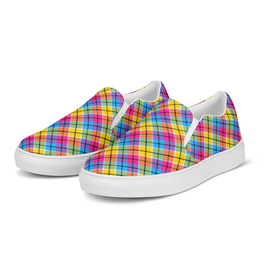 Hot Pink, Turquoise, and Yellow Plaid Women's Slip-On Shoes product image (3)