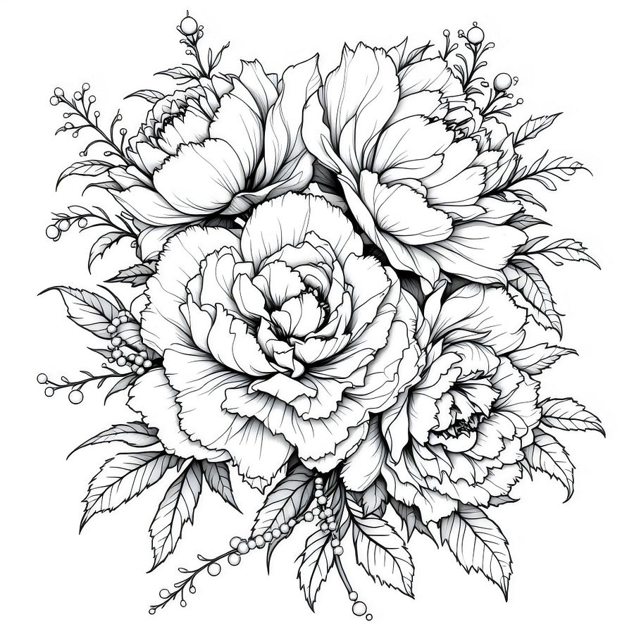 Bundle of 20 Pearl Peonies Illustration Digital Clipart - Elegant Floral Designs for Crafts, Invitations, and Decor product image (1)