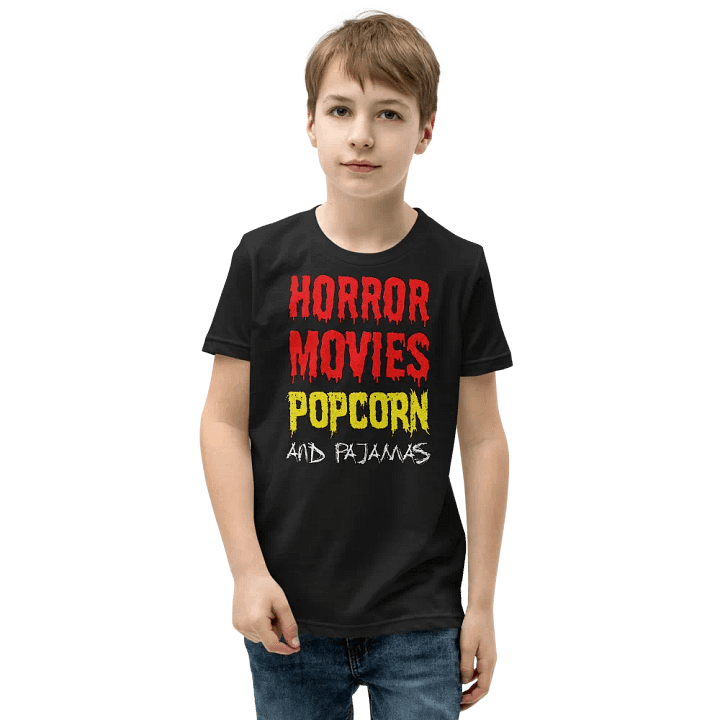 Horror Movies Popcorn And Pajamas T-Shirt For Kids product image (1)