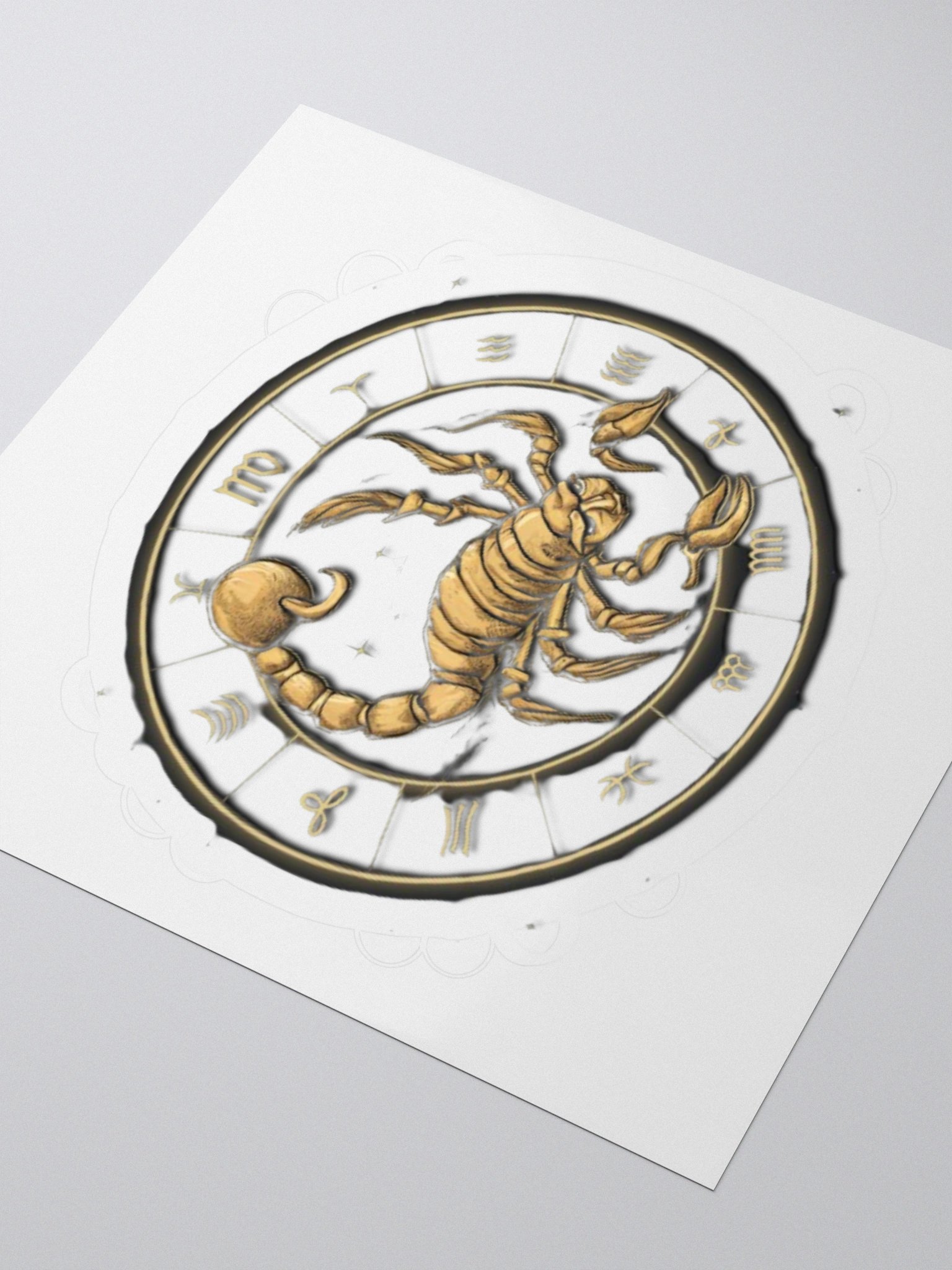 Exclusive Scorpio Zodiac Sticker: Gold Scorpion with Zodiac Wheel - Perfect for Astrology Enthusiasts and Unique Gifts! product image (9)